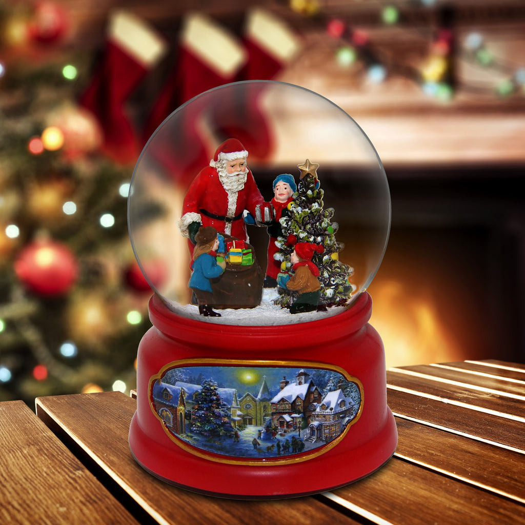 Santa w/ Kids Snow Globe - San Francisco Music Box Company