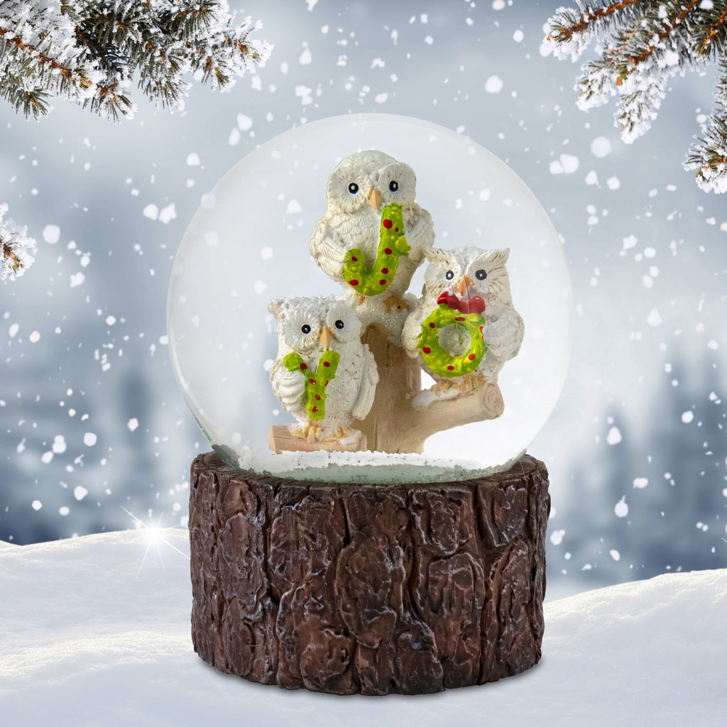 100 MM Joy Musical Owl Snow Globe