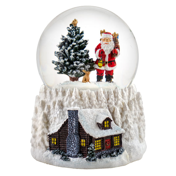 100MM Musical LED Santa w/ Cabin Lighted Base - San Francisco