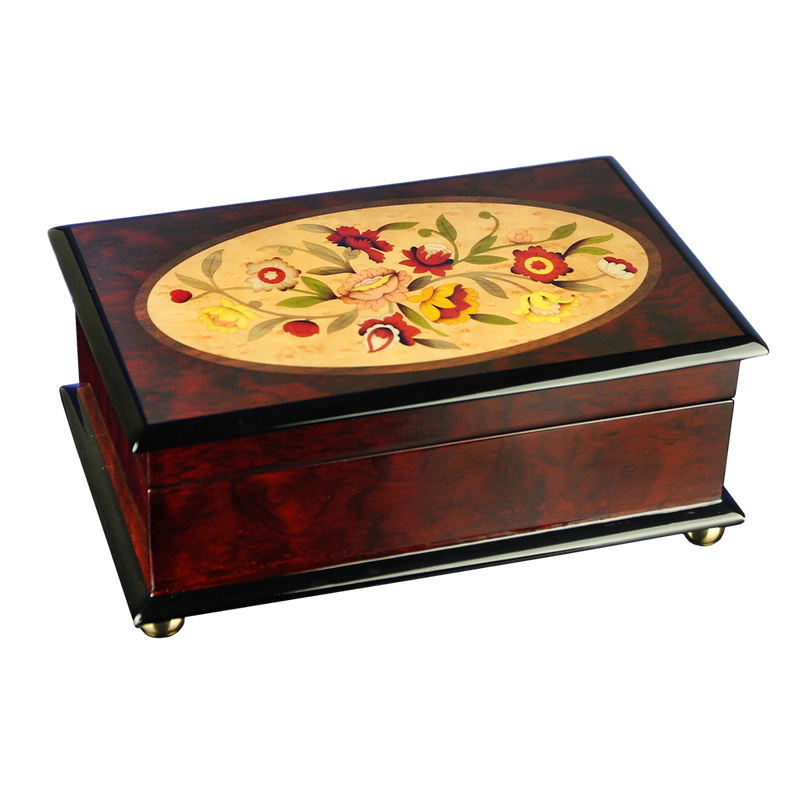 Classic Floral Musical Wooden Jewelry Box - San Francisco Music Box Company