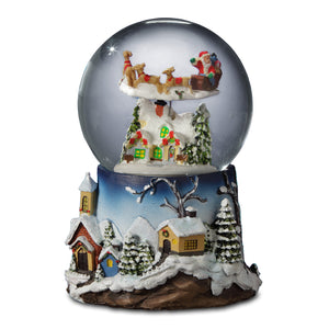 Santa Flying over Village 120mm SnowGlobe - San Francisco Music Box Company