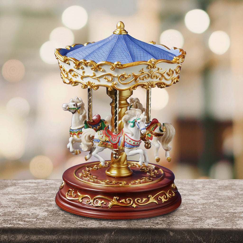 Caja Musical Carrousel White And Gold