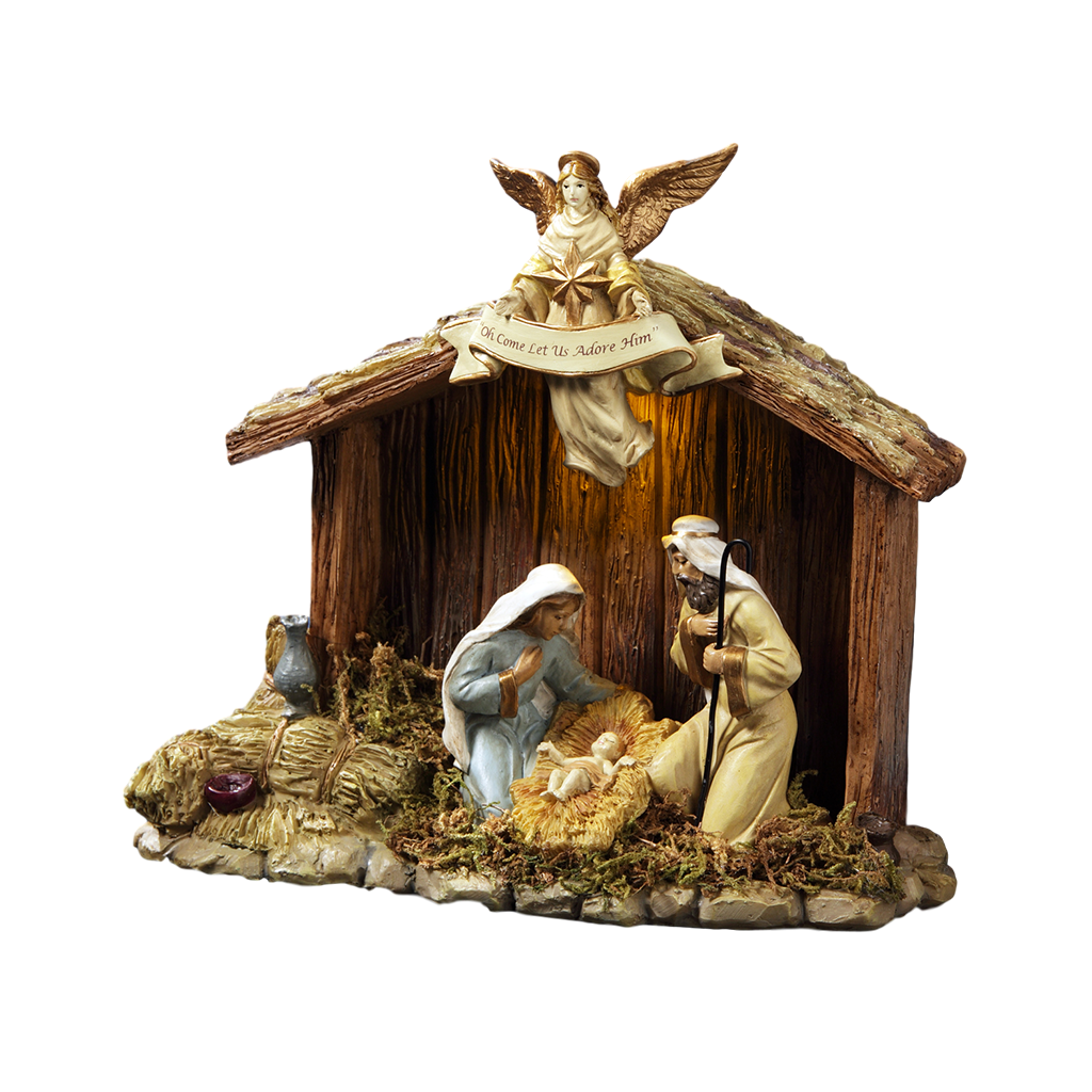 Stable n.569 for 12 CM. with music box - Nativity stables 12 cm.